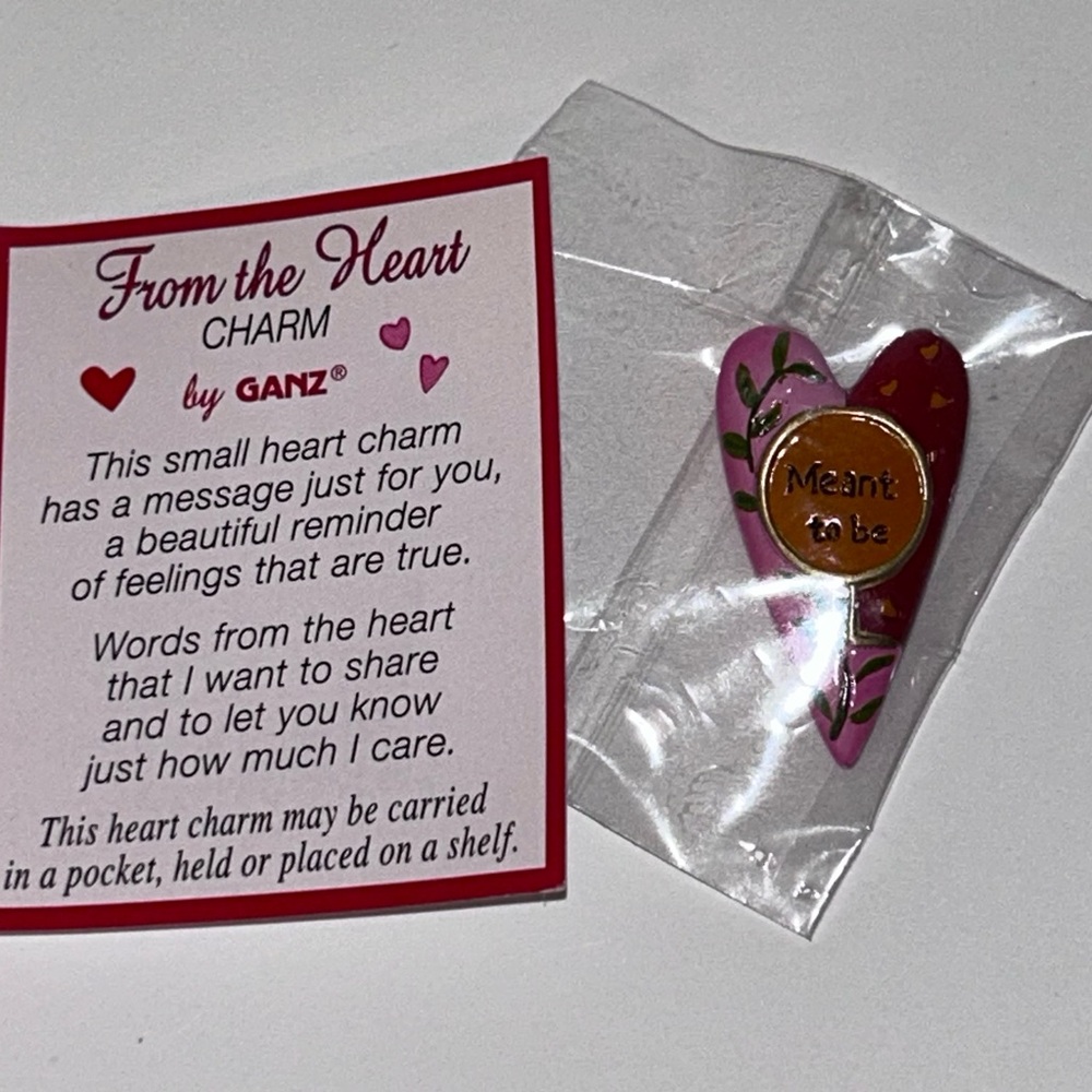 Ganz From the Heart Charm - Meant to Be - Heart Shaped Painted Charm with Card
